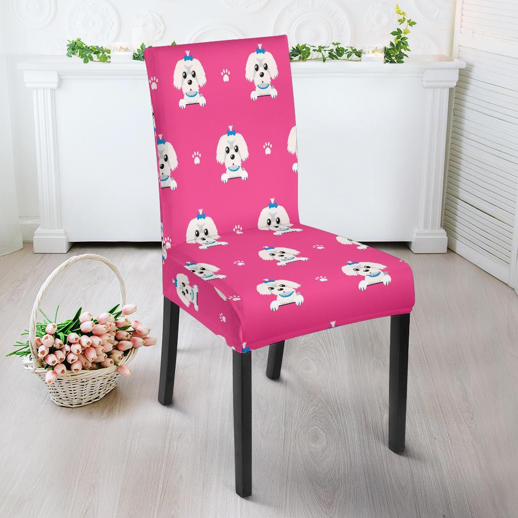 Dog Maltese Puppy Pattern Print Chair Cover-grizzshop