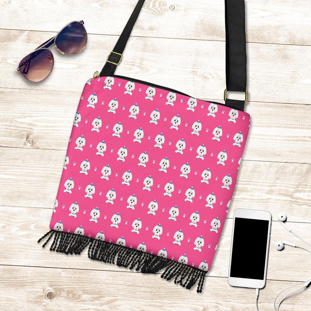 Dog Maltese Puppy Pattern Print Crossbody Bags-grizzshop