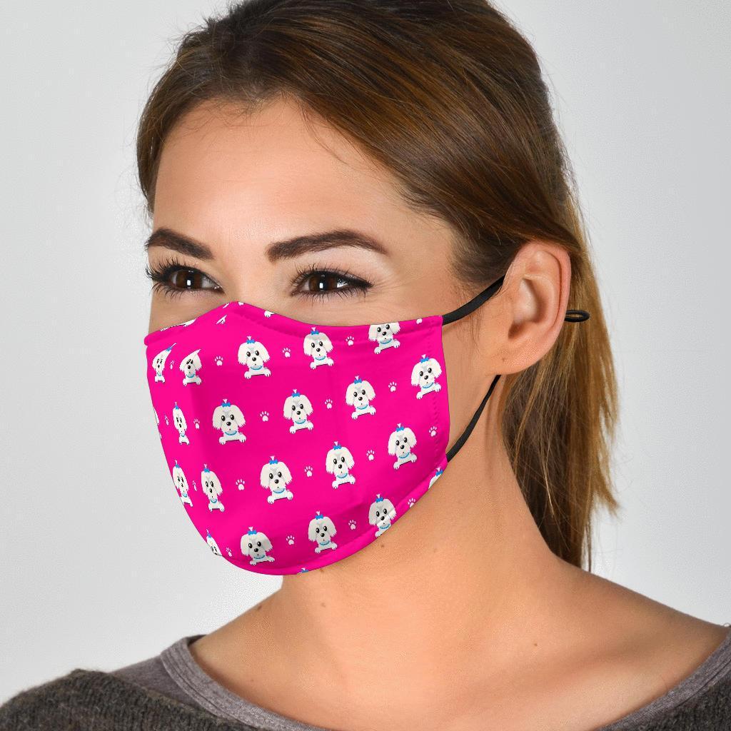 Dog Maltese Puppy Pattern Print Face Mask-grizzshop