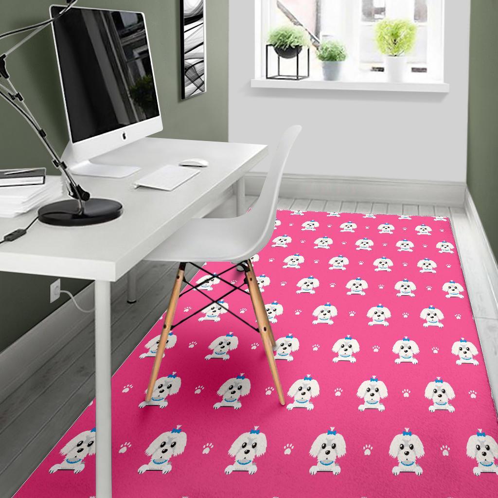 Dog Maltese Puppy Pattern Print Floor Mat-grizzshop