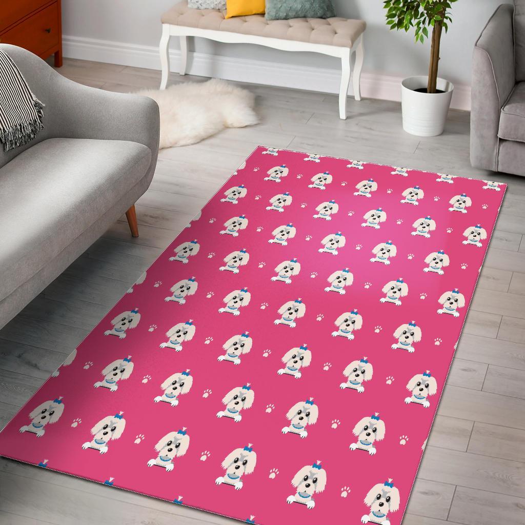 Dog Maltese Puppy Pattern Print Floor Mat-grizzshop