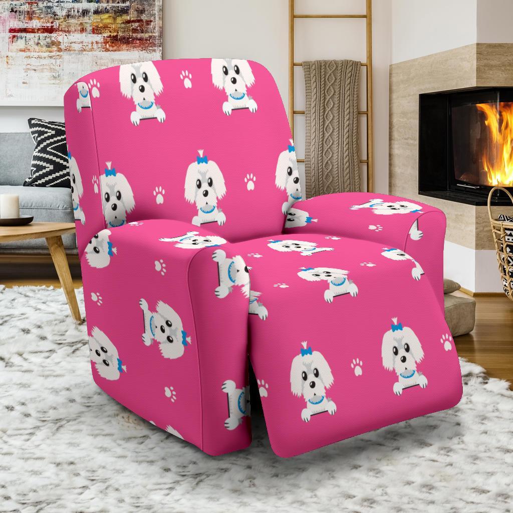 Dog Maltese Puppy Pattern Print Recliner Cover-grizzshop