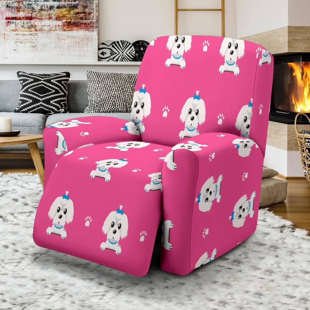 Dog Maltese Puppy Pattern Print Recliner Cover-grizzshop