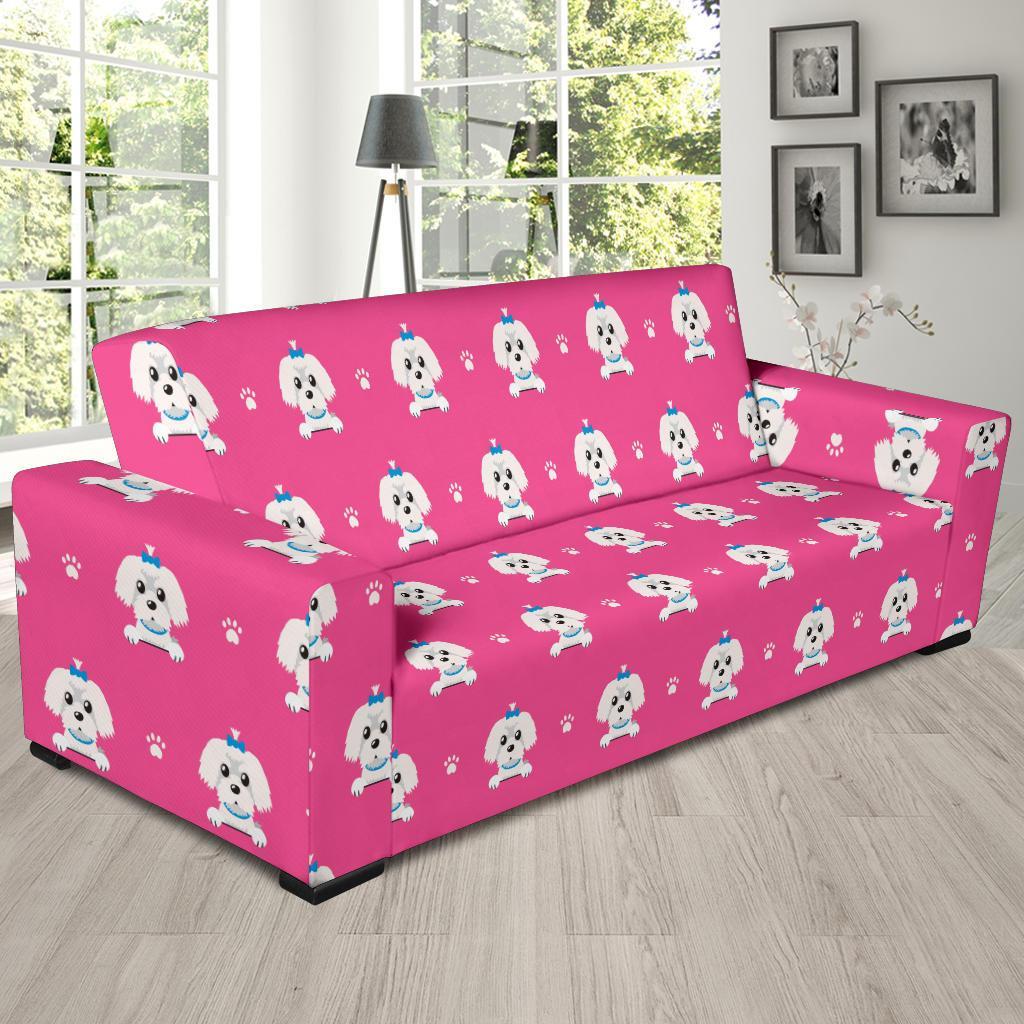 Dog Maltese Puppy Pattern Print Sofa Covers-grizzshop