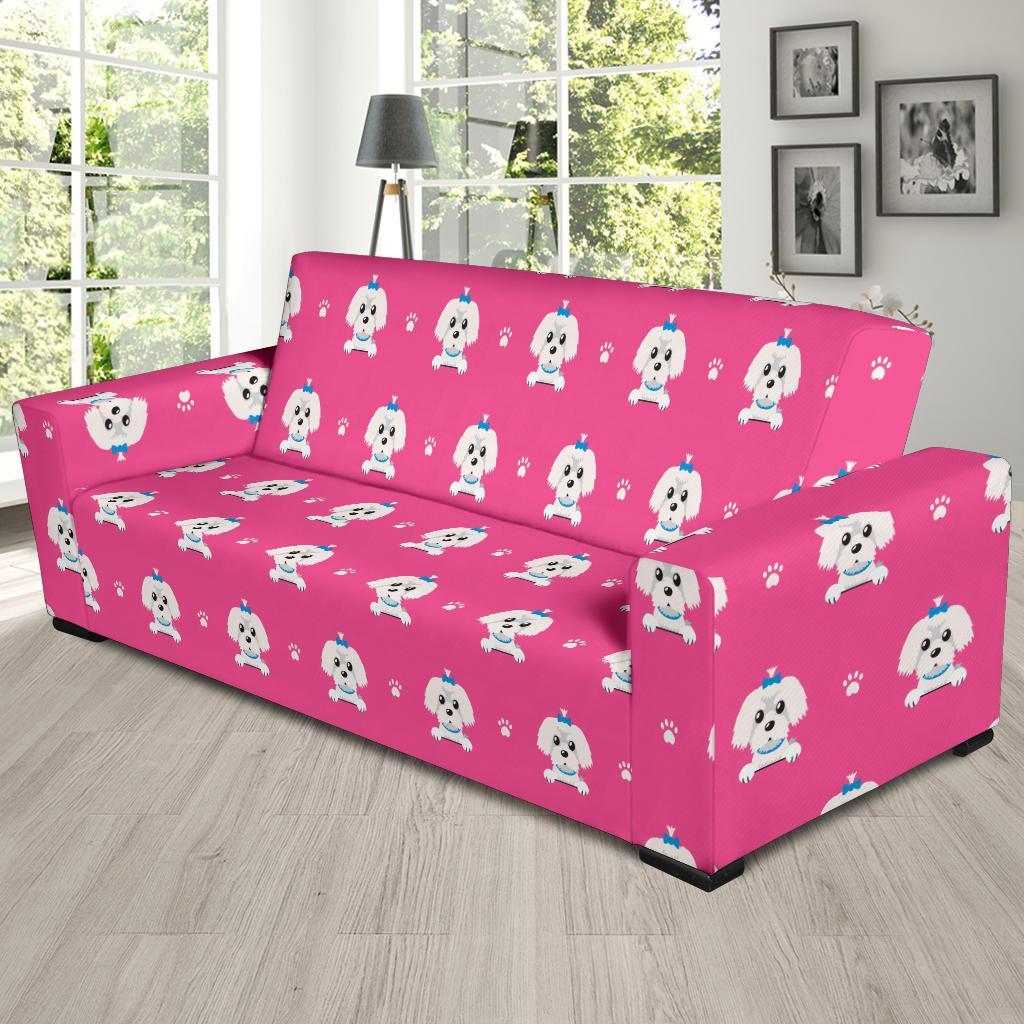 Dog Maltese Puppy Pattern Print Sofa Covers-grizzshop