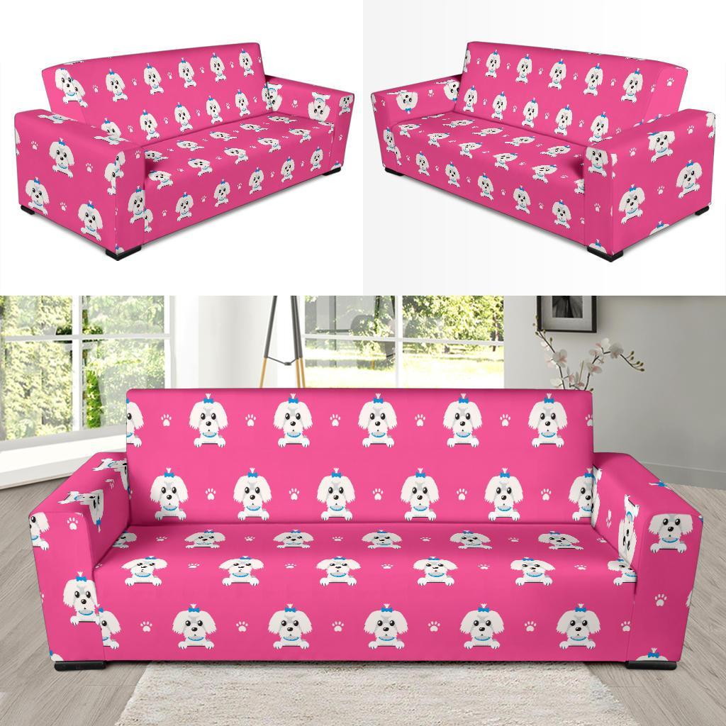 Dog Maltese Puppy Pattern Print Sofa Covers-grizzshop