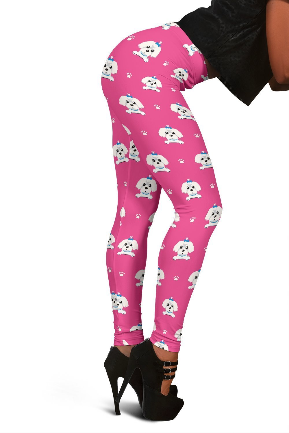 Dog Maltese Puppy Pattern Print Women Leggings-grizzshop