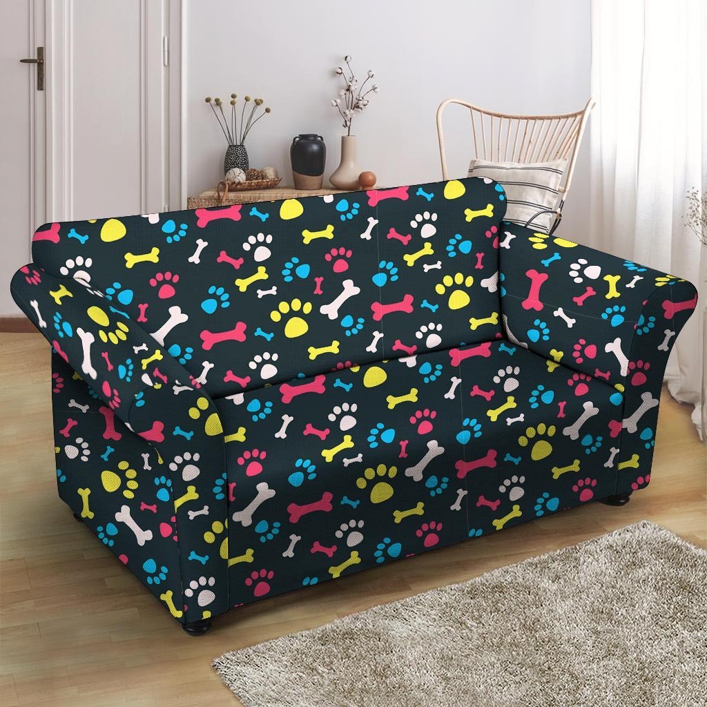 Dog Paw Print Loveseat Cover-grizzshop