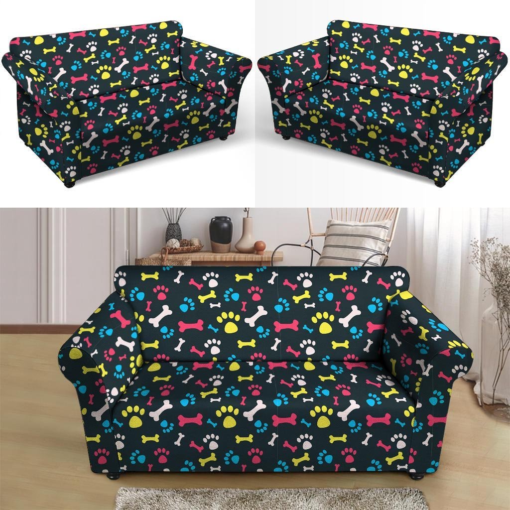 Dog Paw Print Loveseat Cover-grizzshop