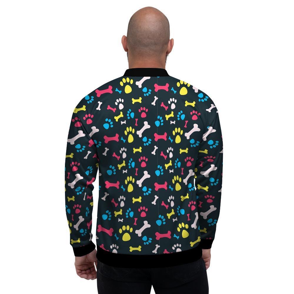 Dog Paw Print Men's Bomber Jacket-grizzshop