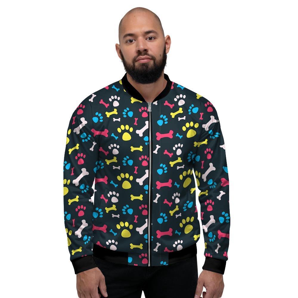 Dog Paw Print Men's Bomber Jacket-grizzshop