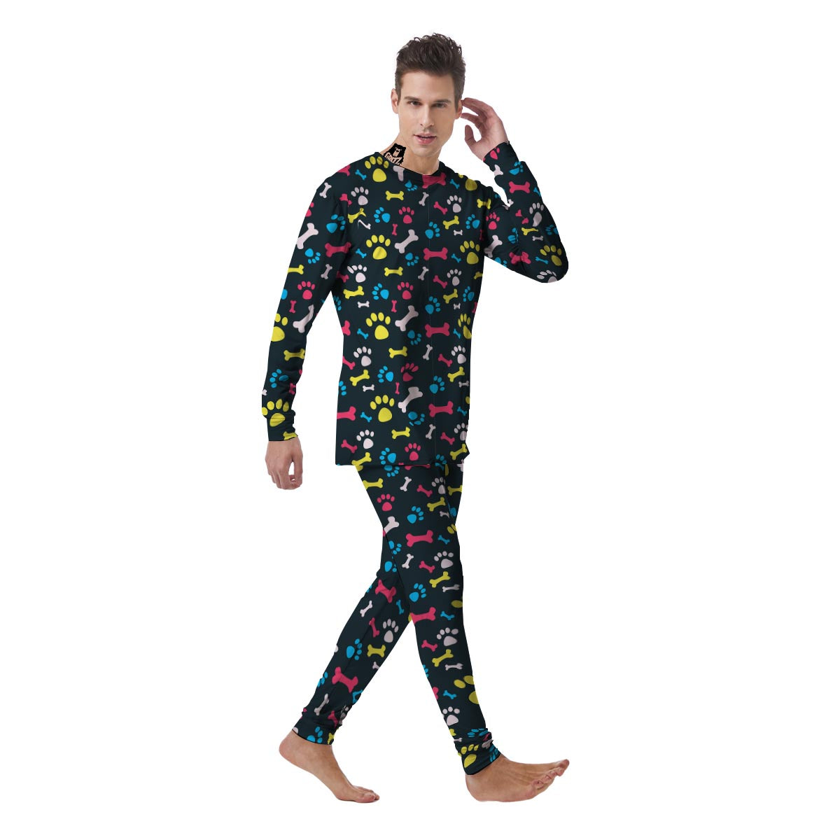 Dog Paw Print Men's Pajamas-grizzshop