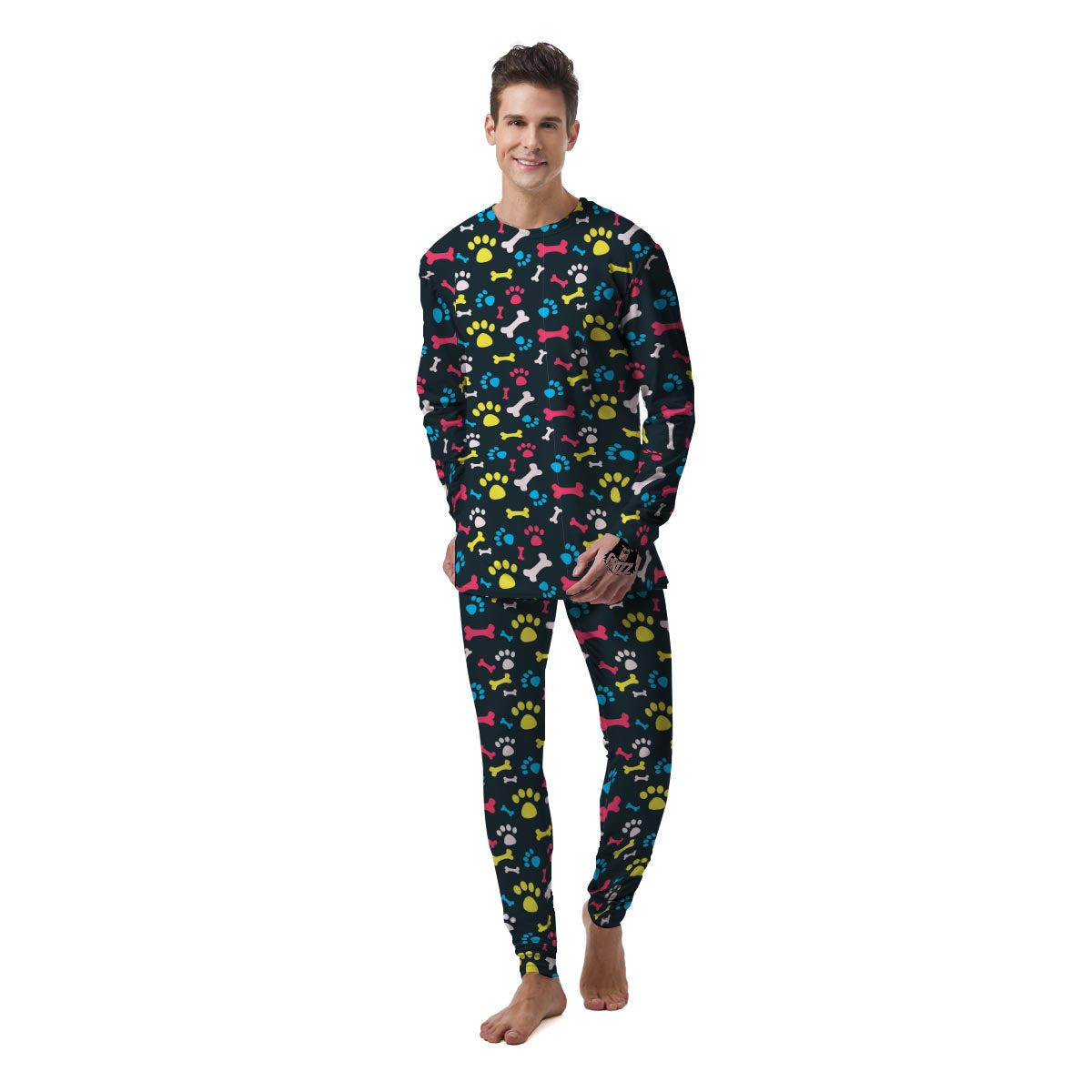 Dog Paw Print Men's Pajamas-grizzshop