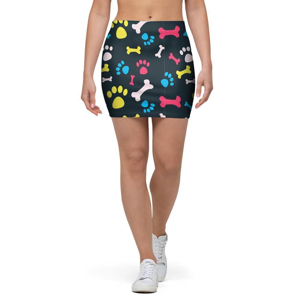 Dog Paw Print Mini Skirt-grizzshop