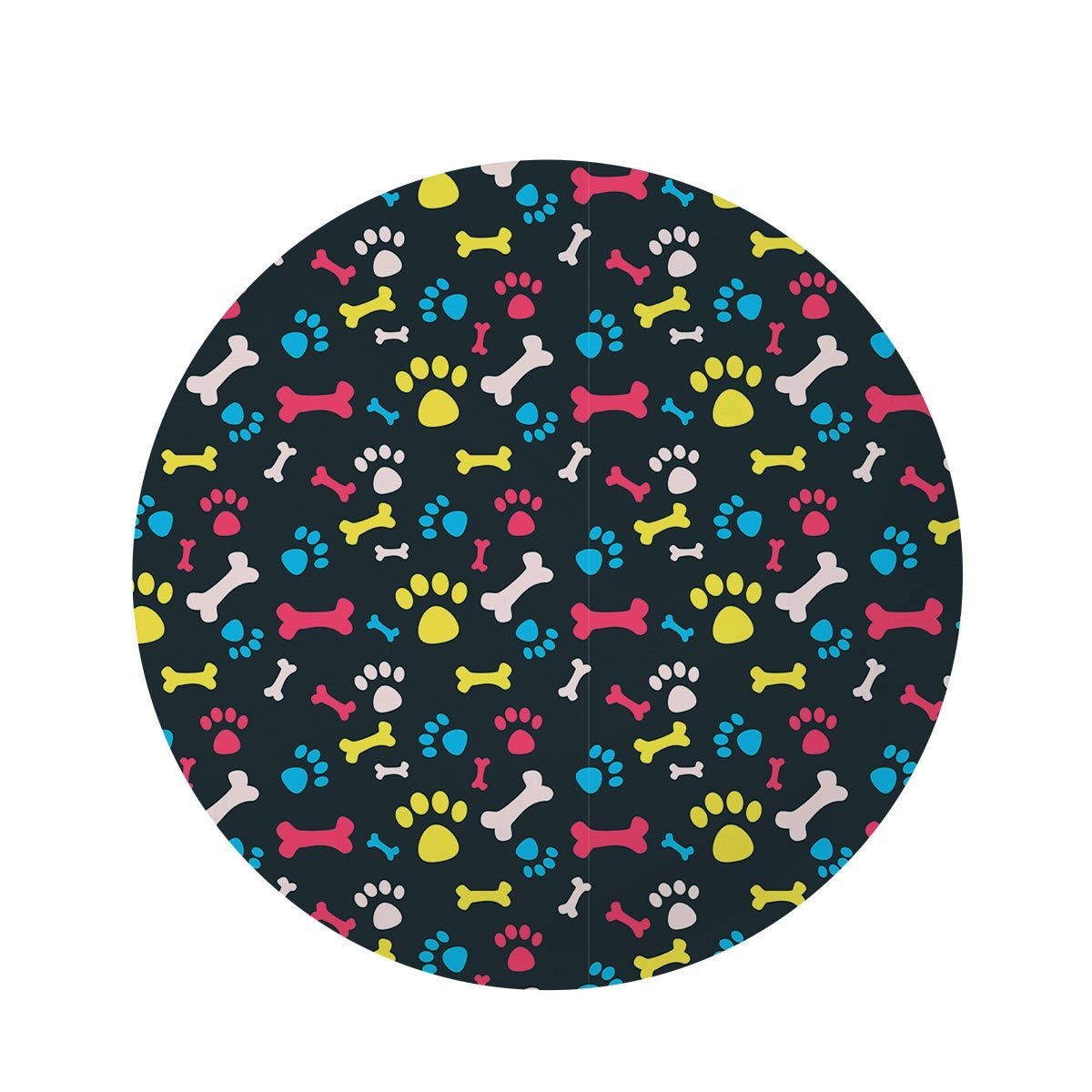 Dog Paw Print Round Rug-grizzshop