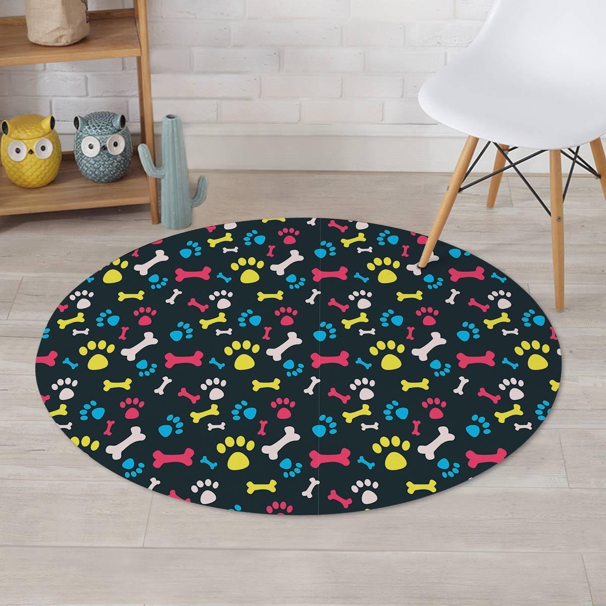 Dog Paw Print Round Rug-grizzshop