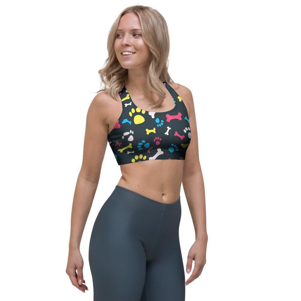 Dog Paw Print Sports Bra-grizzshop