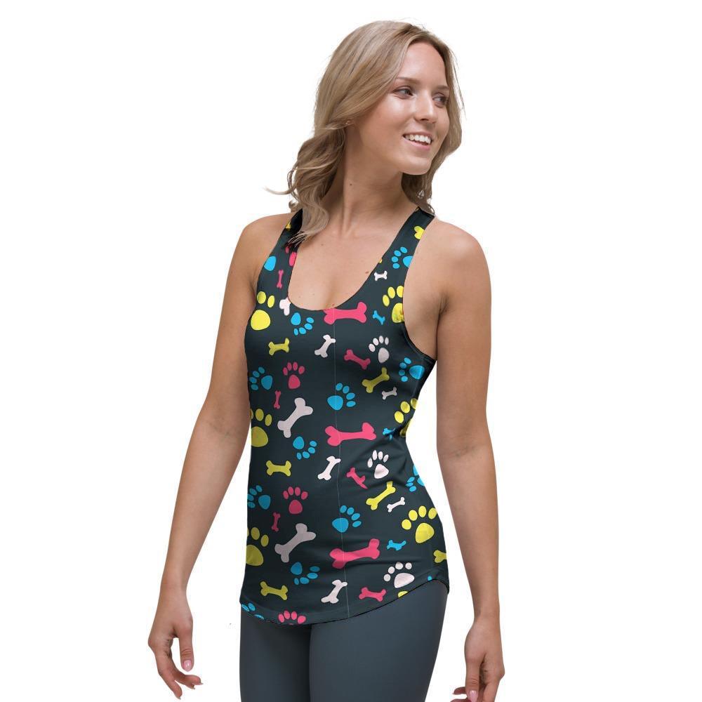Dog Paw Print Women's Racerback Tank Top-grizzshop