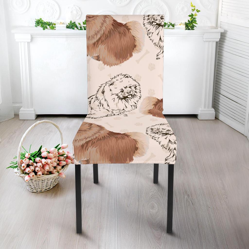 Dog Pomeranian Pattern Print Chair Cover-grizzshop