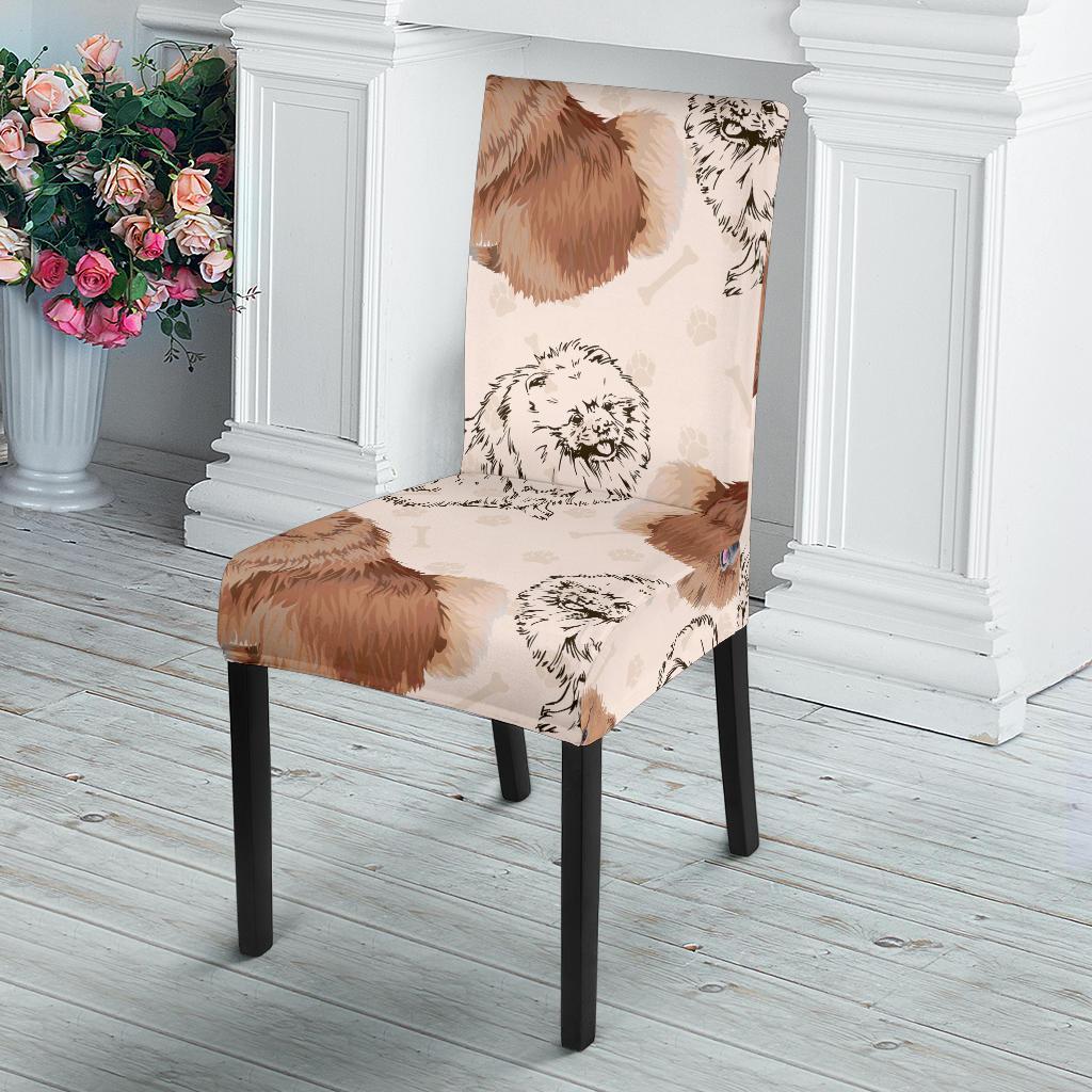 Dog Pomeranian Pattern Print Chair Cover-grizzshop