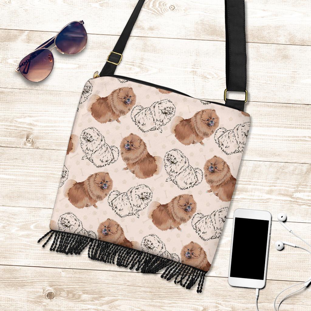 Dog Pomeranian Pattern Print Crossbody Bags-grizzshop