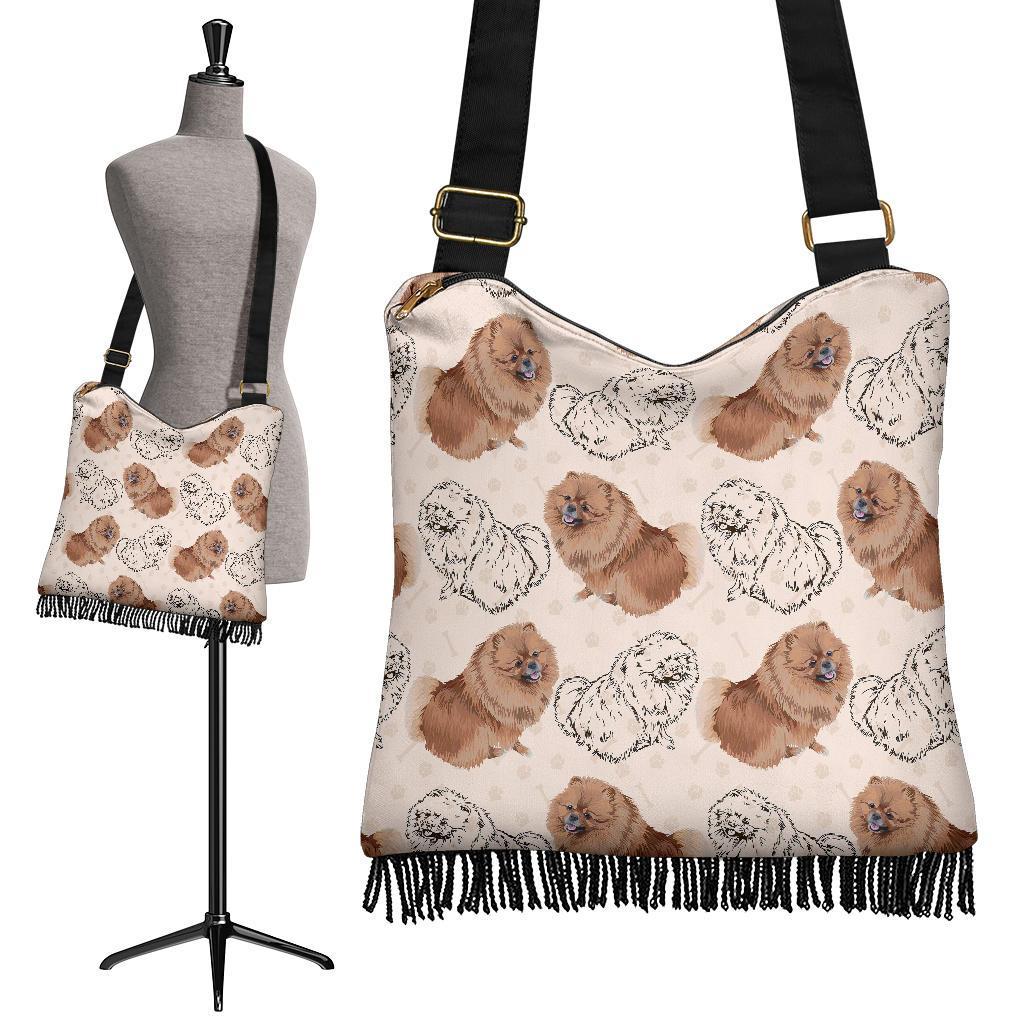 Dog Pomeranian Pattern Print Crossbody Bags-grizzshop