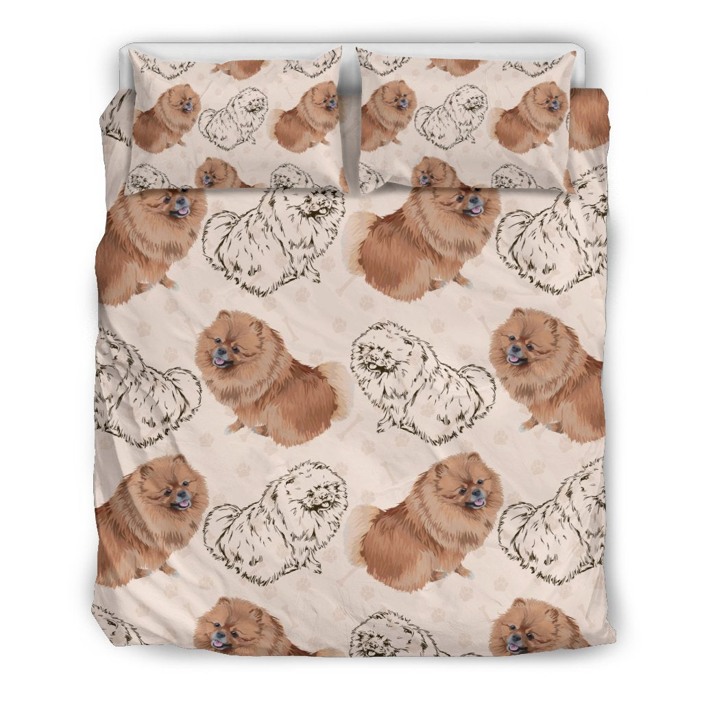 Dog Pomeranian Pattern Print Duvet Cover Bedding Set-grizzshop
