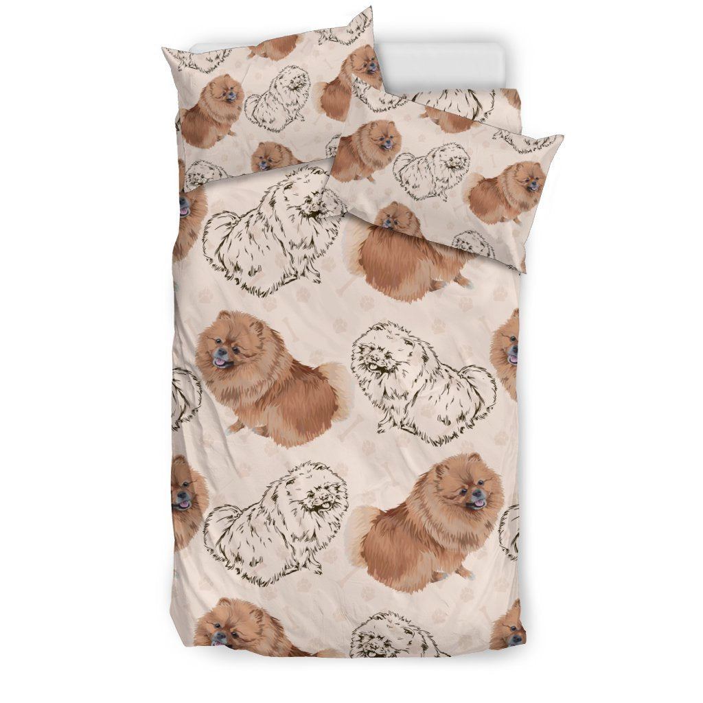 Dog Pomeranian Pattern Print Duvet Cover Bedding Set-grizzshop