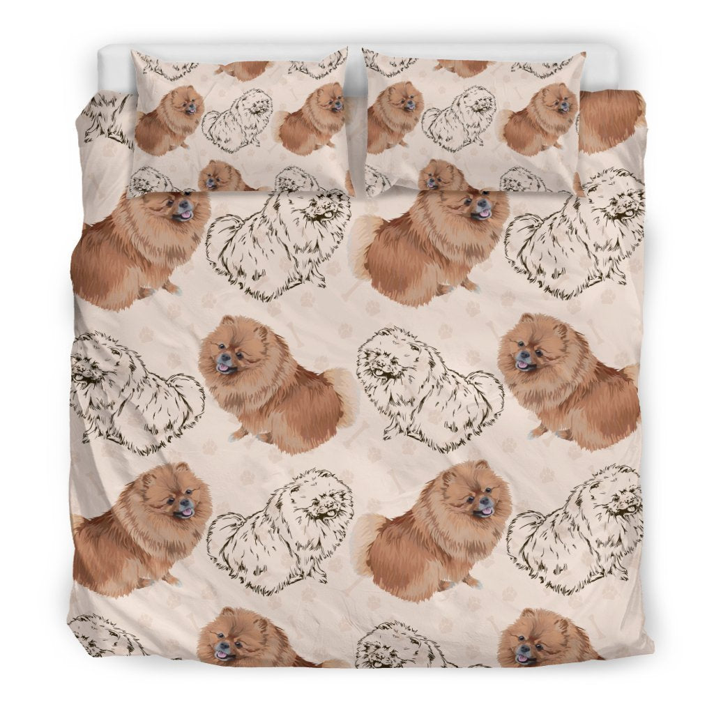 Dog Pomeranian Pattern Print Duvet Cover Bedding Set-grizzshop
