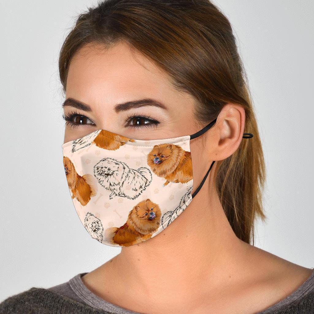 Dog Pomeranian Pattern Print Face Mask-grizzshop