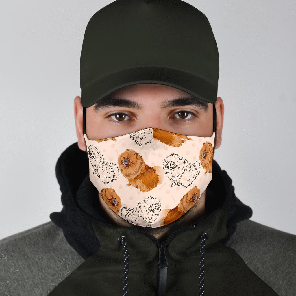 Dog Pomeranian Pattern Print Face Mask-grizzshop