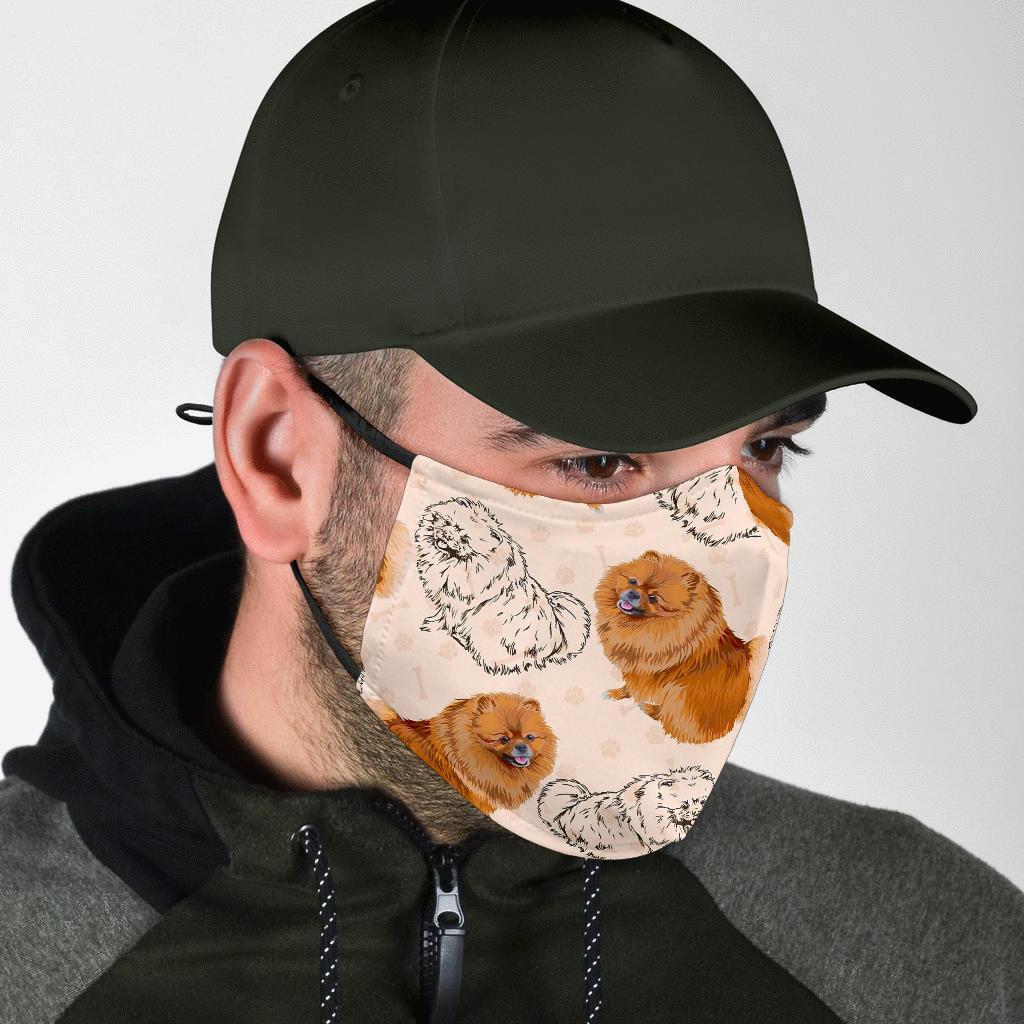 Dog Pomeranian Pattern Print Face Mask-grizzshop