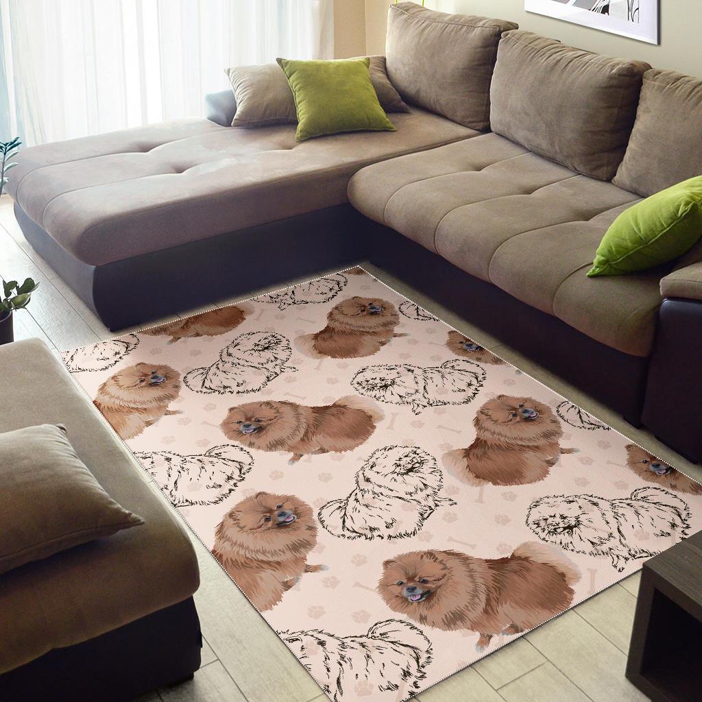 Dog Pomeranian Pattern Print Floor Mat-grizzshop