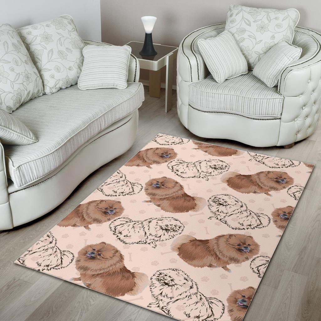 Dog Pomeranian Pattern Print Floor Mat-grizzshop