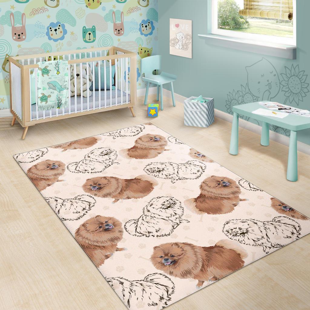 Dog Pomeranian Pattern Print Floor Mat-grizzshop