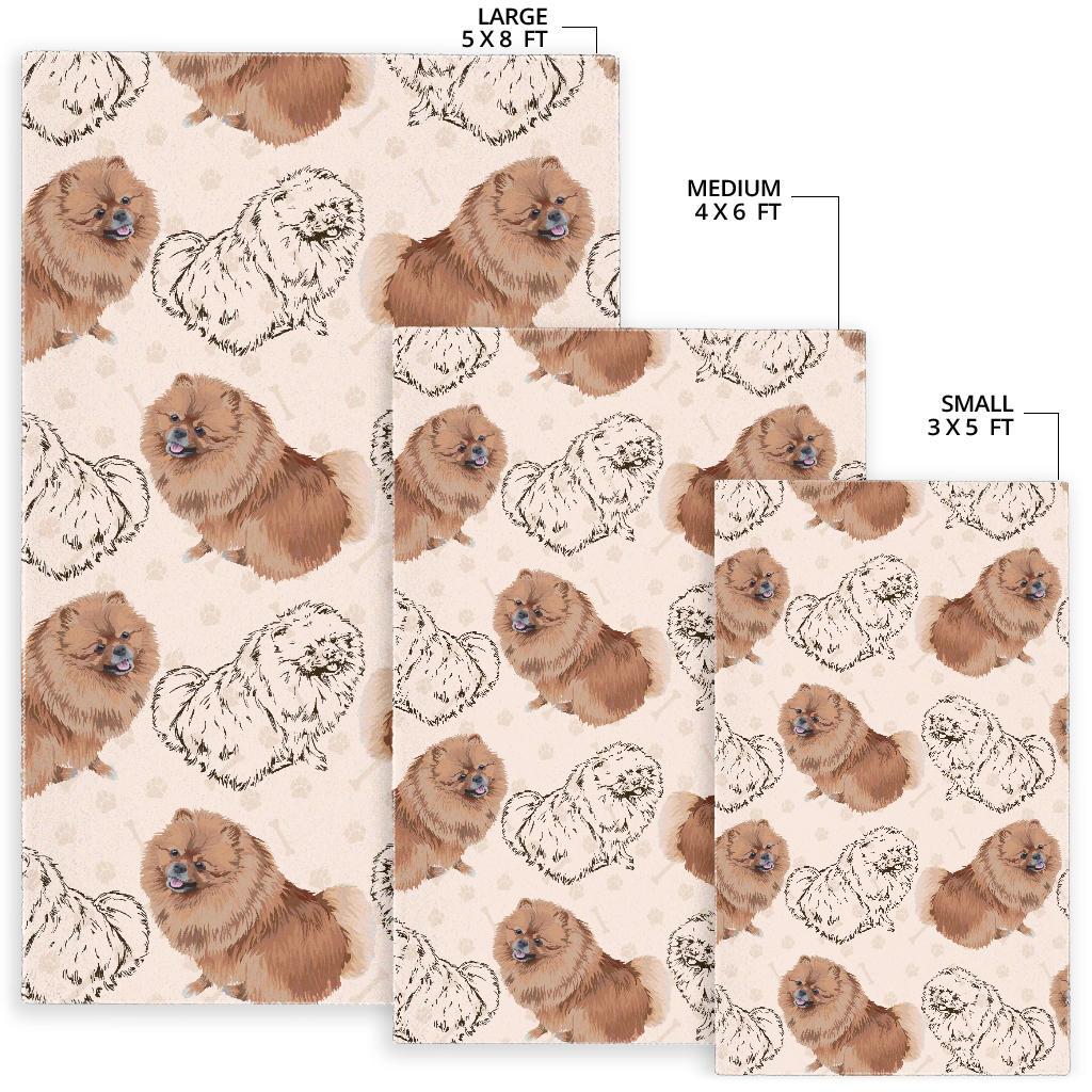 Dog Pomeranian Pattern Print Floor Mat-grizzshop