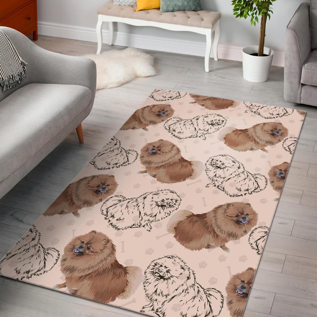 Dog Pomeranian Pattern Print Floor Mat-grizzshop