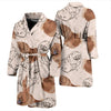 Dog Pomeranian Pattern Print Men Long Robe-grizzshop