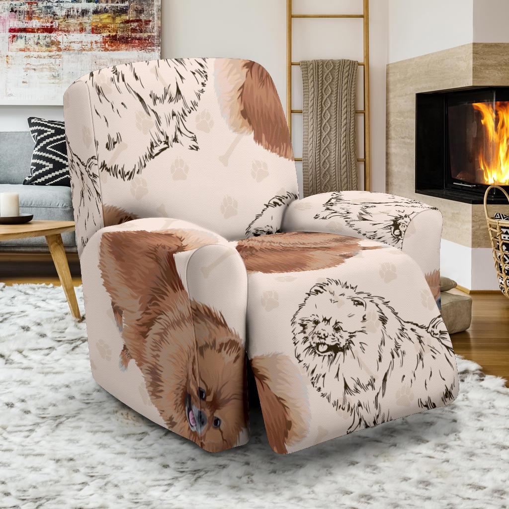 Dog Pomeranian Pattern Print Recliner Cover-grizzshop