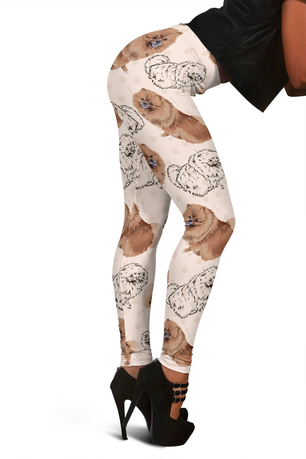 Dog Pomeranian Pattern Print Women Leggings-grizzshop