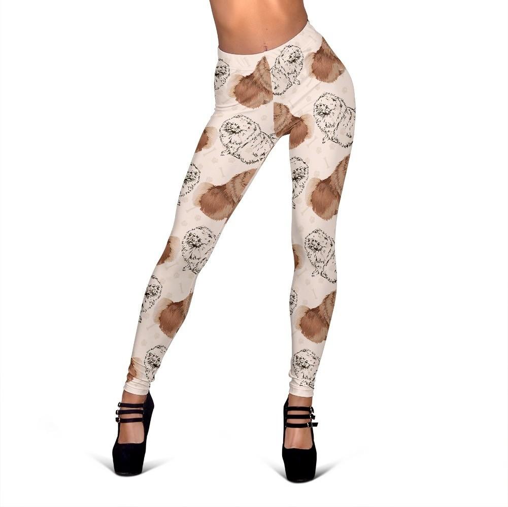 Dog Pomeranian Pattern Print Women Leggings-grizzshop