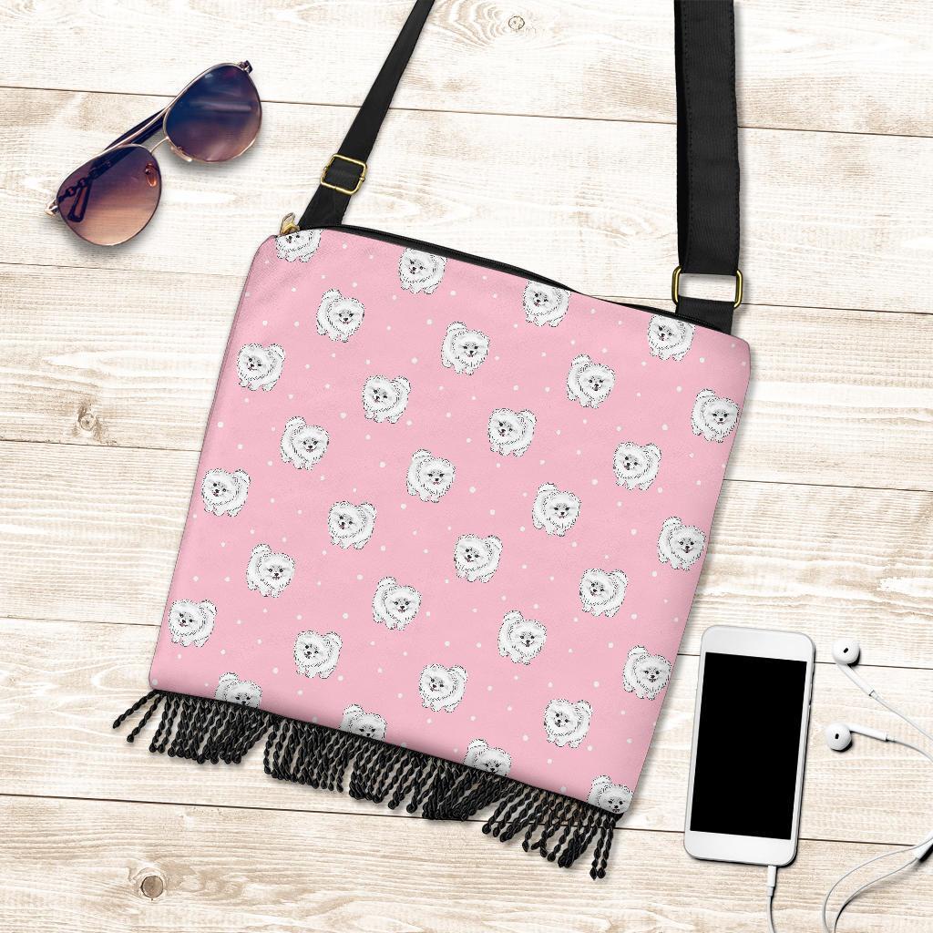 Dog Pomeranian Print Pattern Crossbody Bags-grizzshop