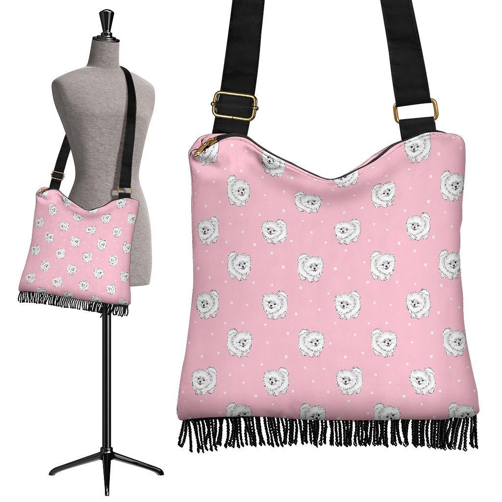 Dog Pomeranian Print Pattern Crossbody Bags-grizzshop