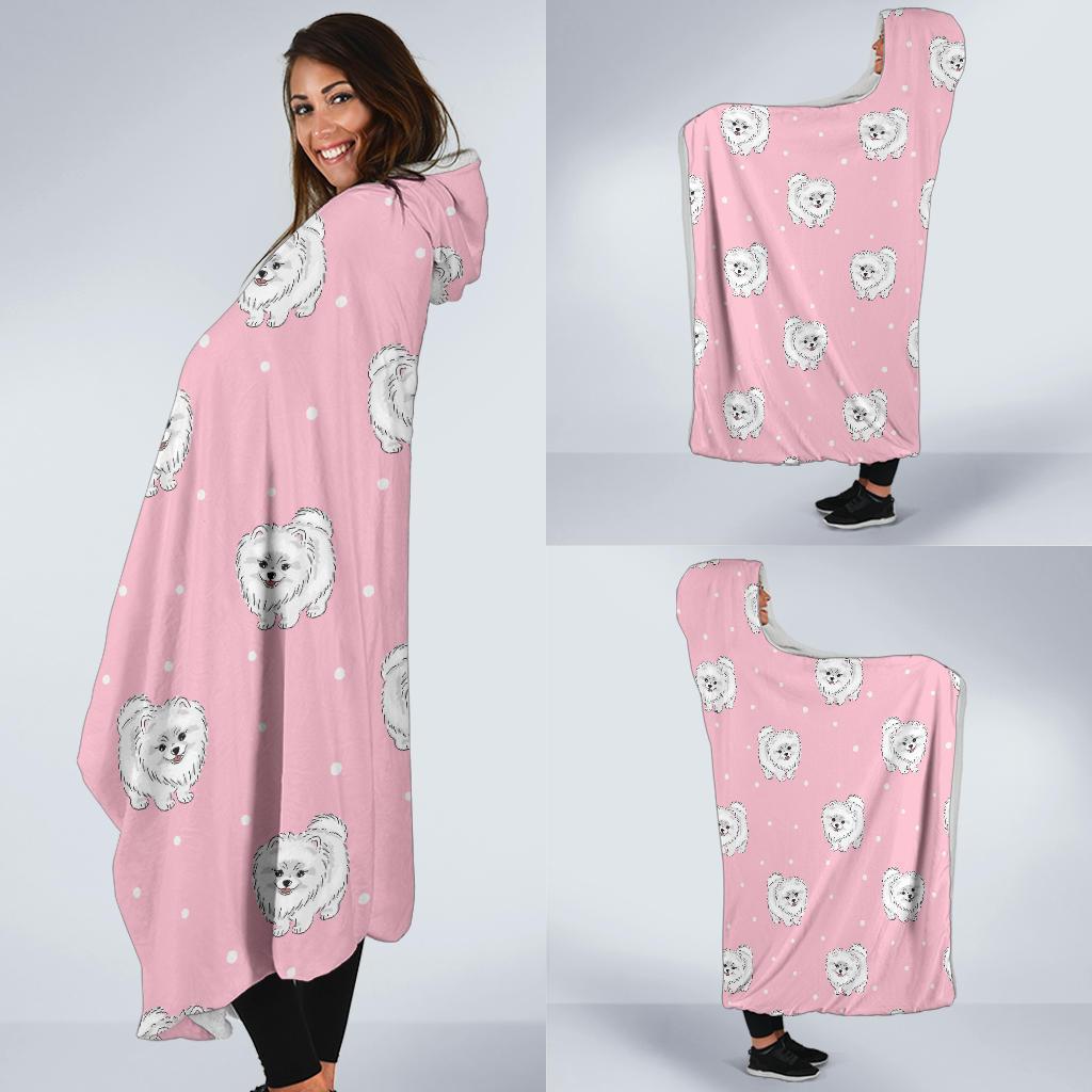 Dog Pomeranian Print Pattern Hooded Blanket-grizzshop