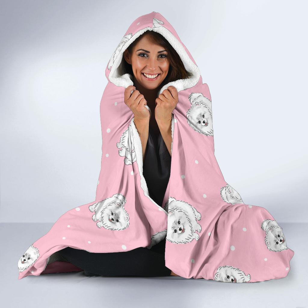 Dog Pomeranian Print Pattern Hooded Blanket-grizzshop