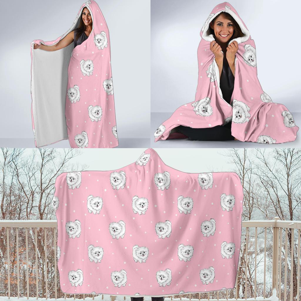 Dog Pomeranian Print Pattern Hooded Blanket-grizzshop