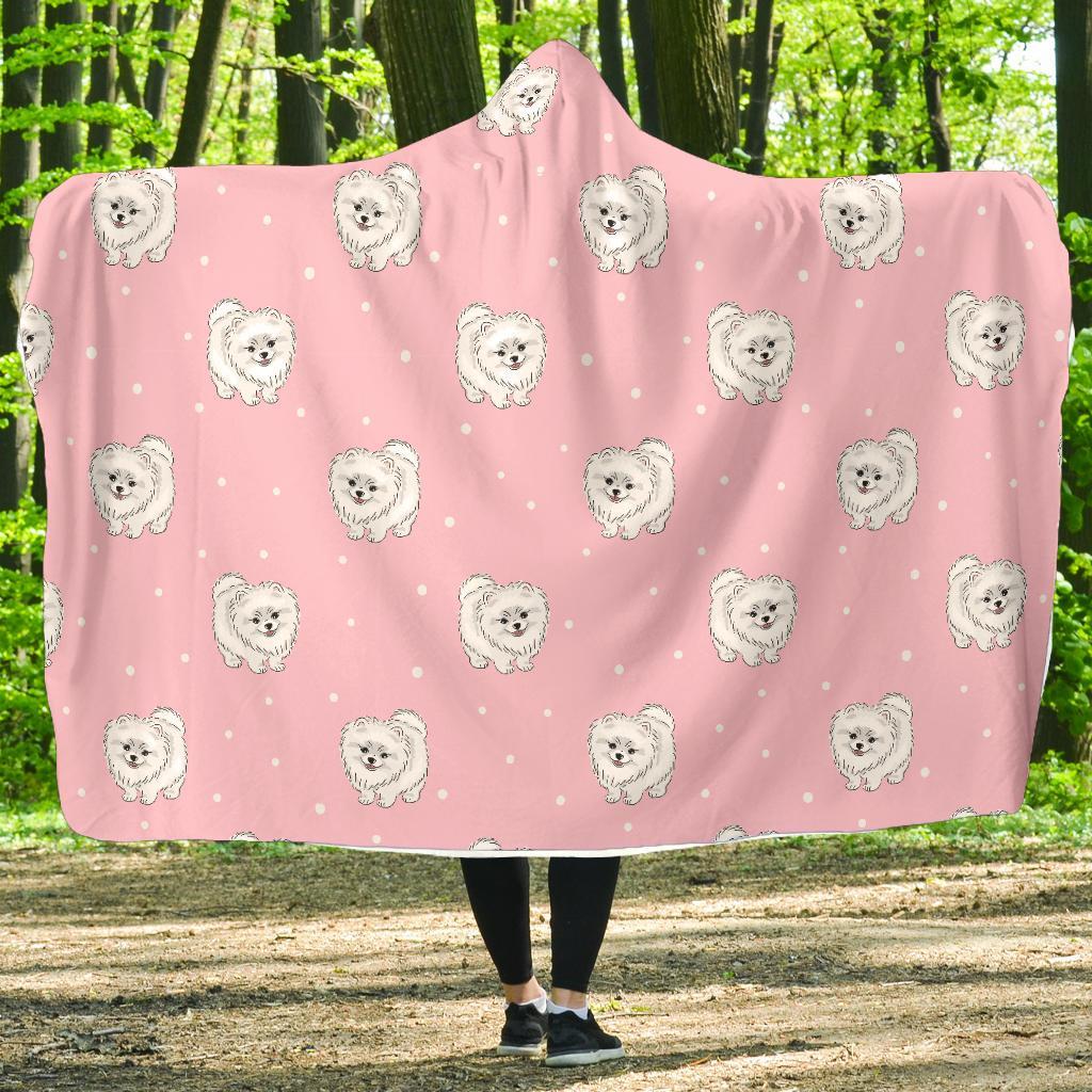 Dog Pomeranian Print Pattern Hooded Blanket-grizzshop