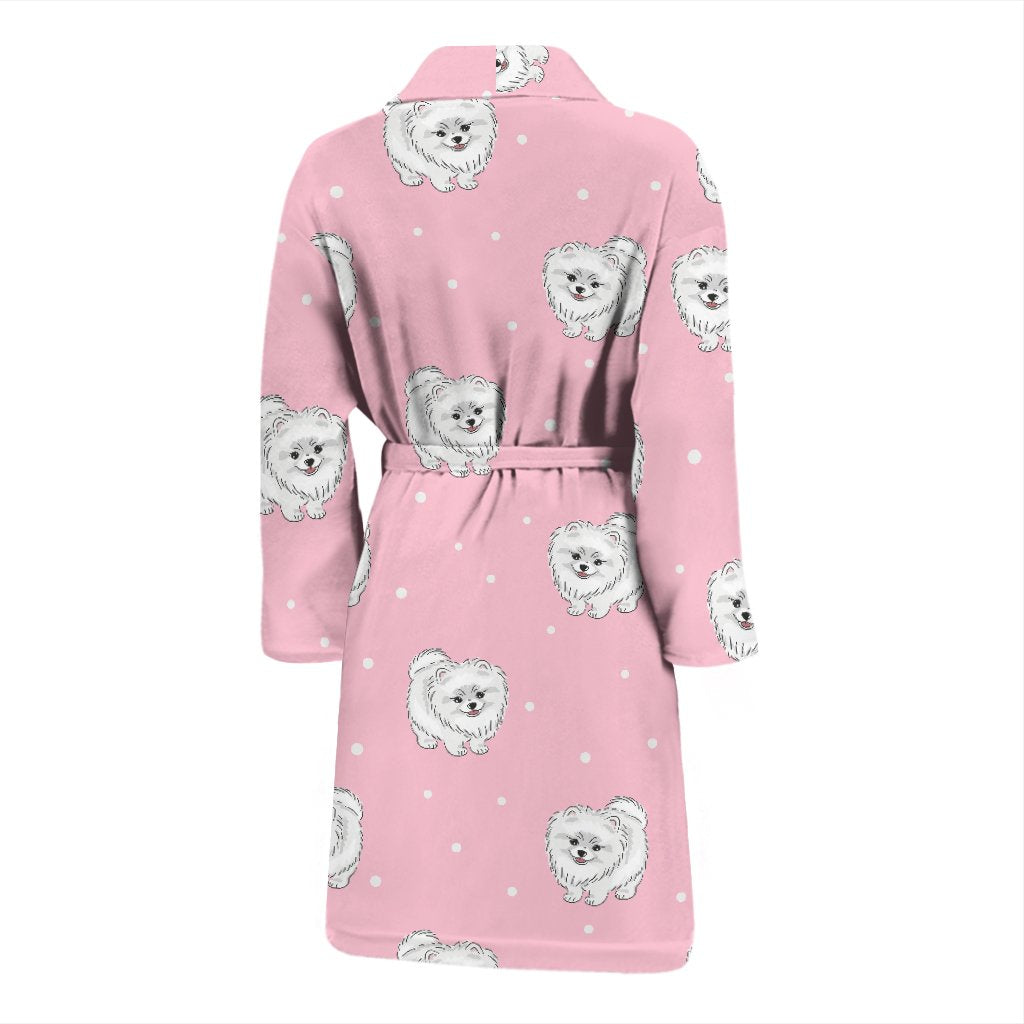 Dog Pomeranian Print Pattern Men Long Robe-grizzshop