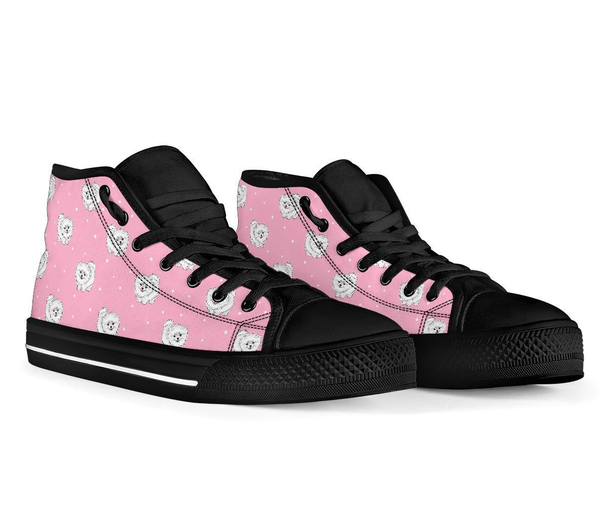 Dog Pomeranian Print Pattern Men Women's High Top Shoes-grizzshop