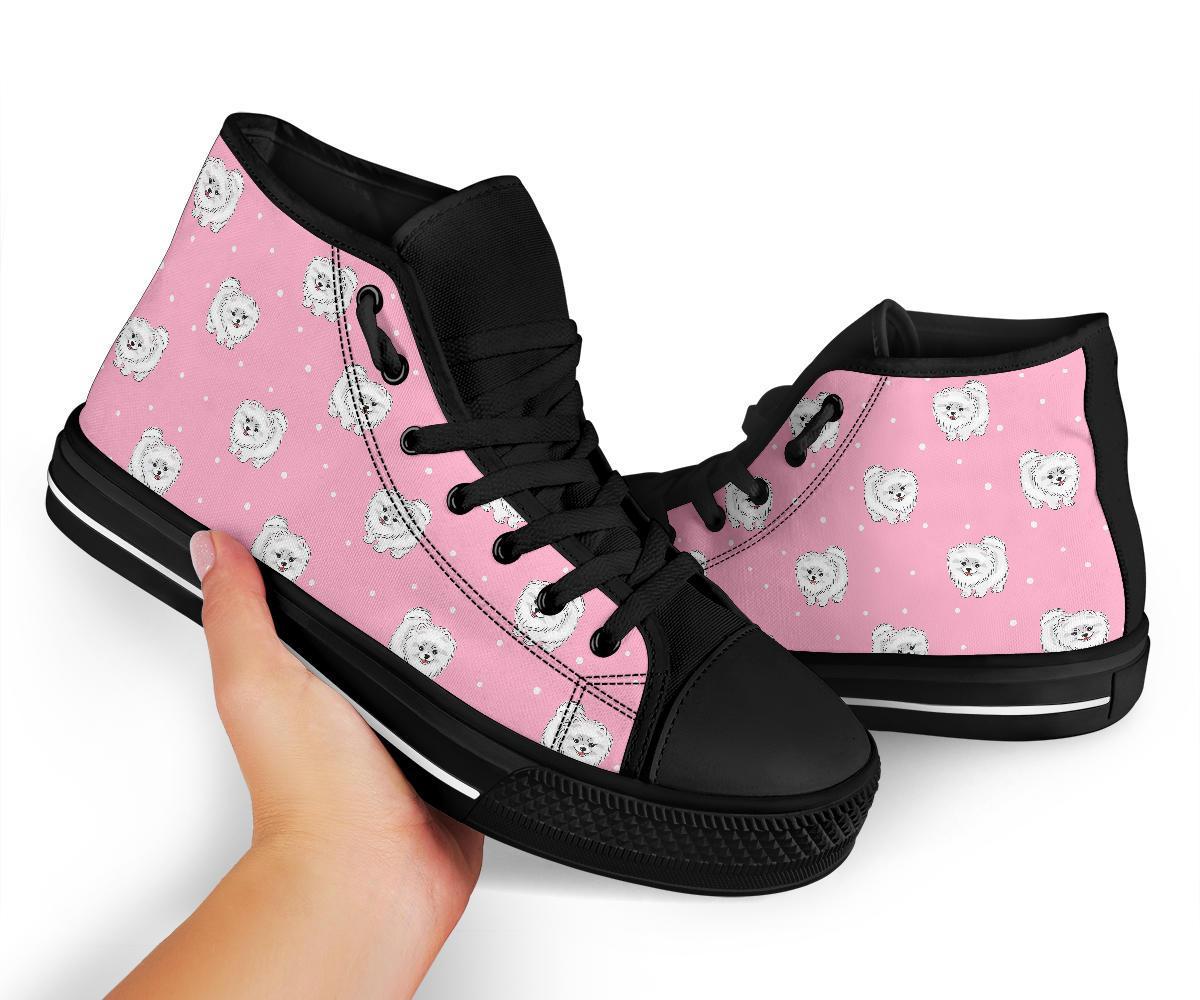 Dog Pomeranian Print Pattern Men Women's High Top Shoes-grizzshop